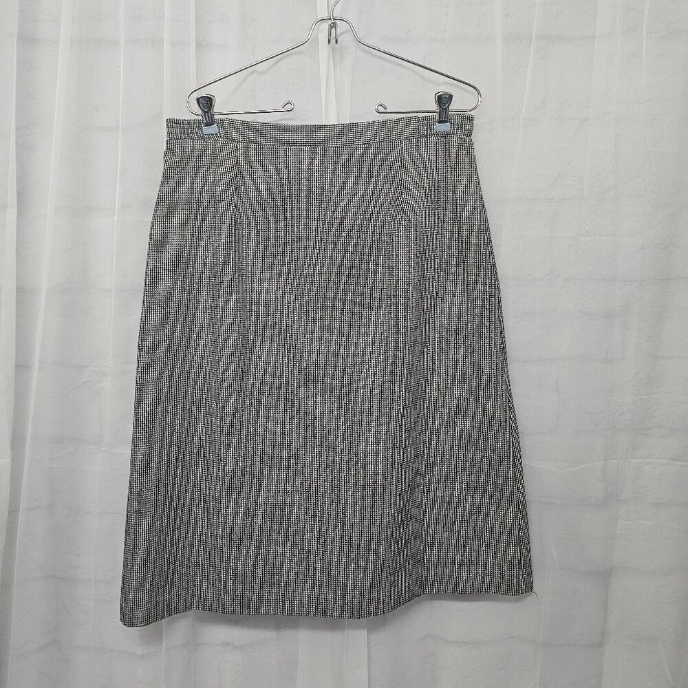 Vintage Tan Jay Skirt Black Houndstooth Wool A-Line Classic Office Preppy 14